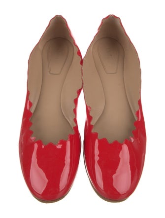 Chloé Patent Leather Scalloped Accent Flats