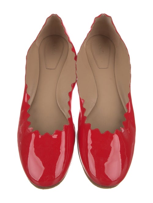 Chloé Patent Leather Scalloped Accent Flats