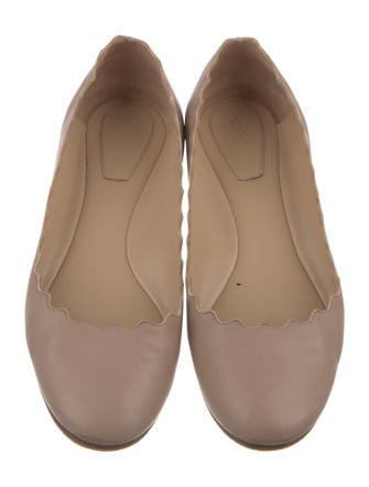 Chloé Leather Scalloped Accent Ballet Flats