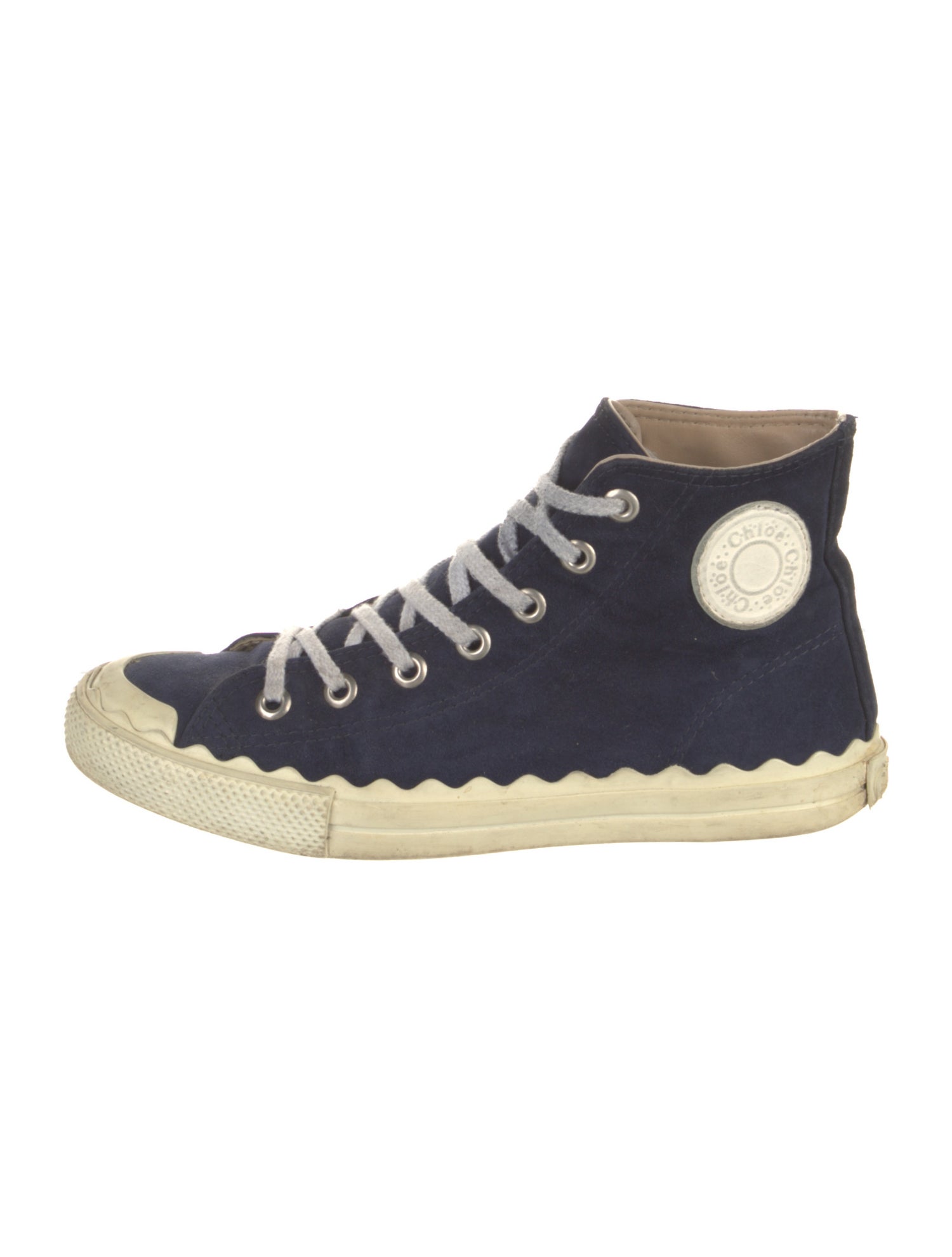 Chloé Suede Scalloped Accent Sneakers