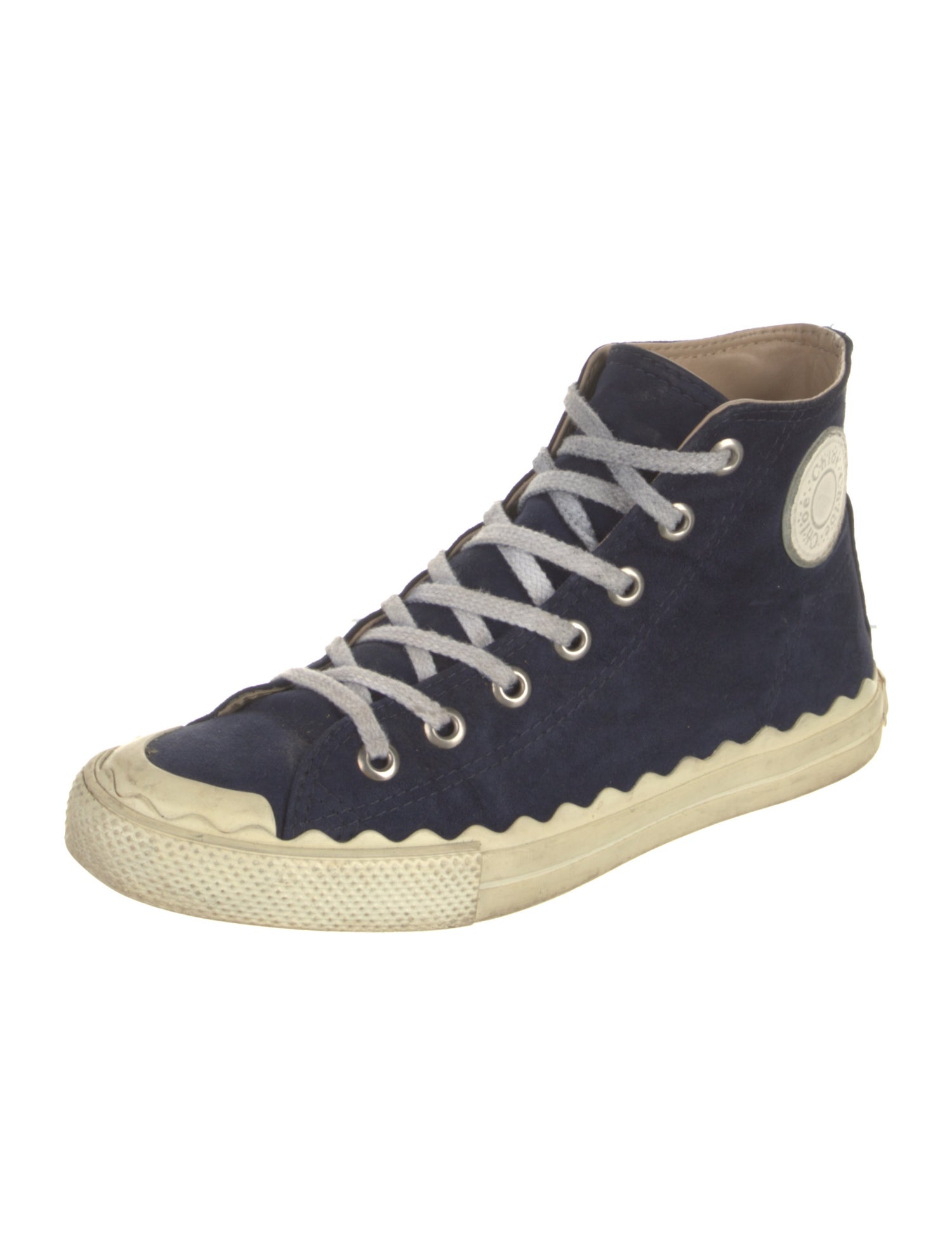 Chloé Suede Scalloped Accent Sneakers