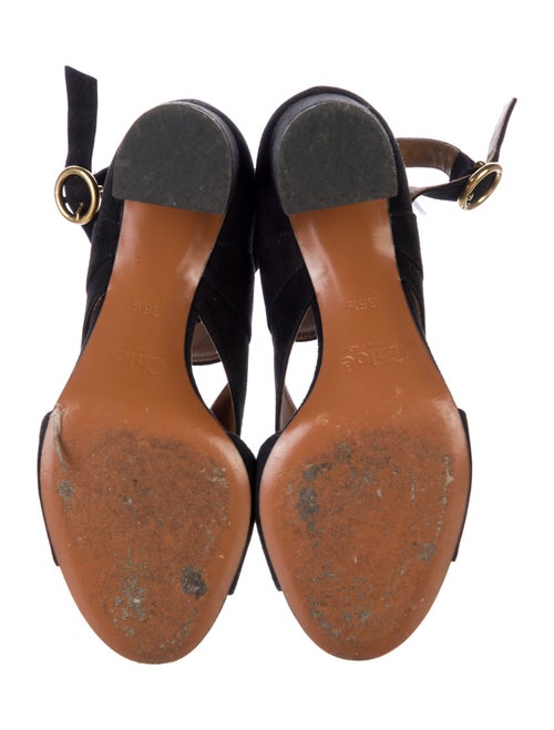 Chloé Suede Cutout Accent Slingback Sandals