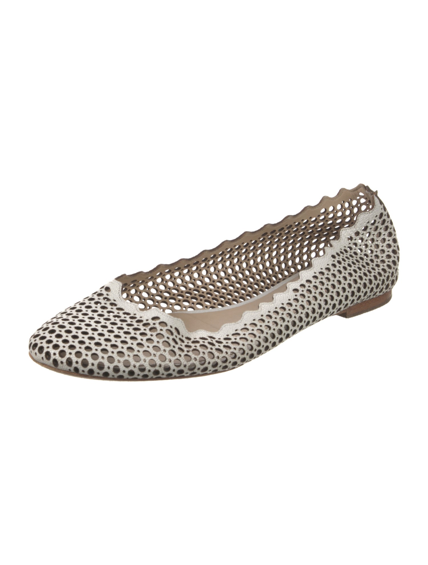 Chloé Leather Lasercut Accents Ballet Flats
