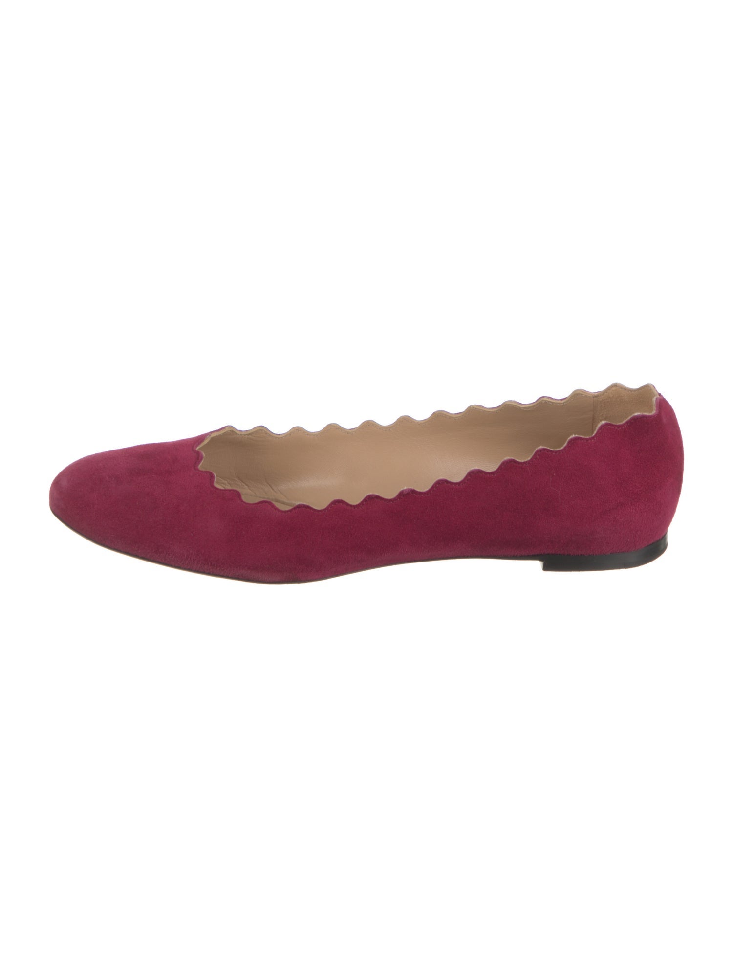 Chloé Suede Scalloped Accent Flats