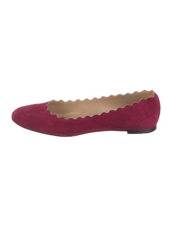 Chloé Suede Scalloped Accent Flats