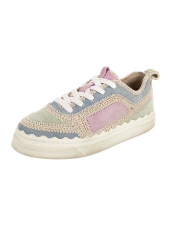 Chloé Leather Colorblock Pattern Sneakers