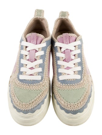Chloé Leather Colorblock Pattern Sneakers