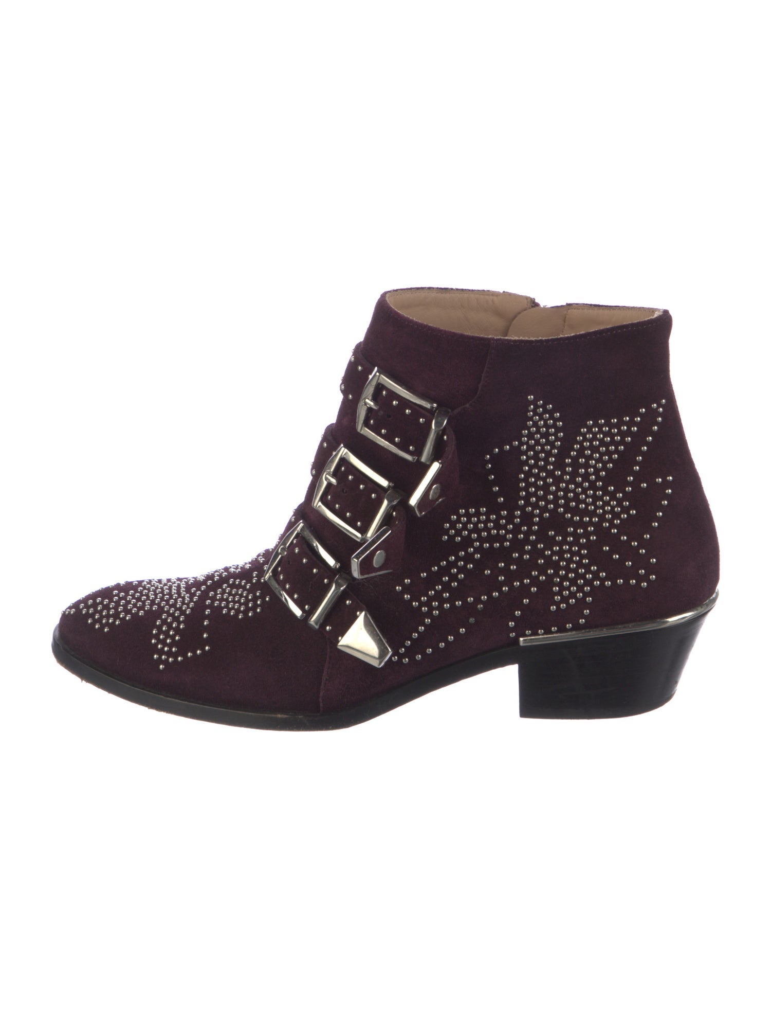 Chloé Suede Studded Accents Western Boots