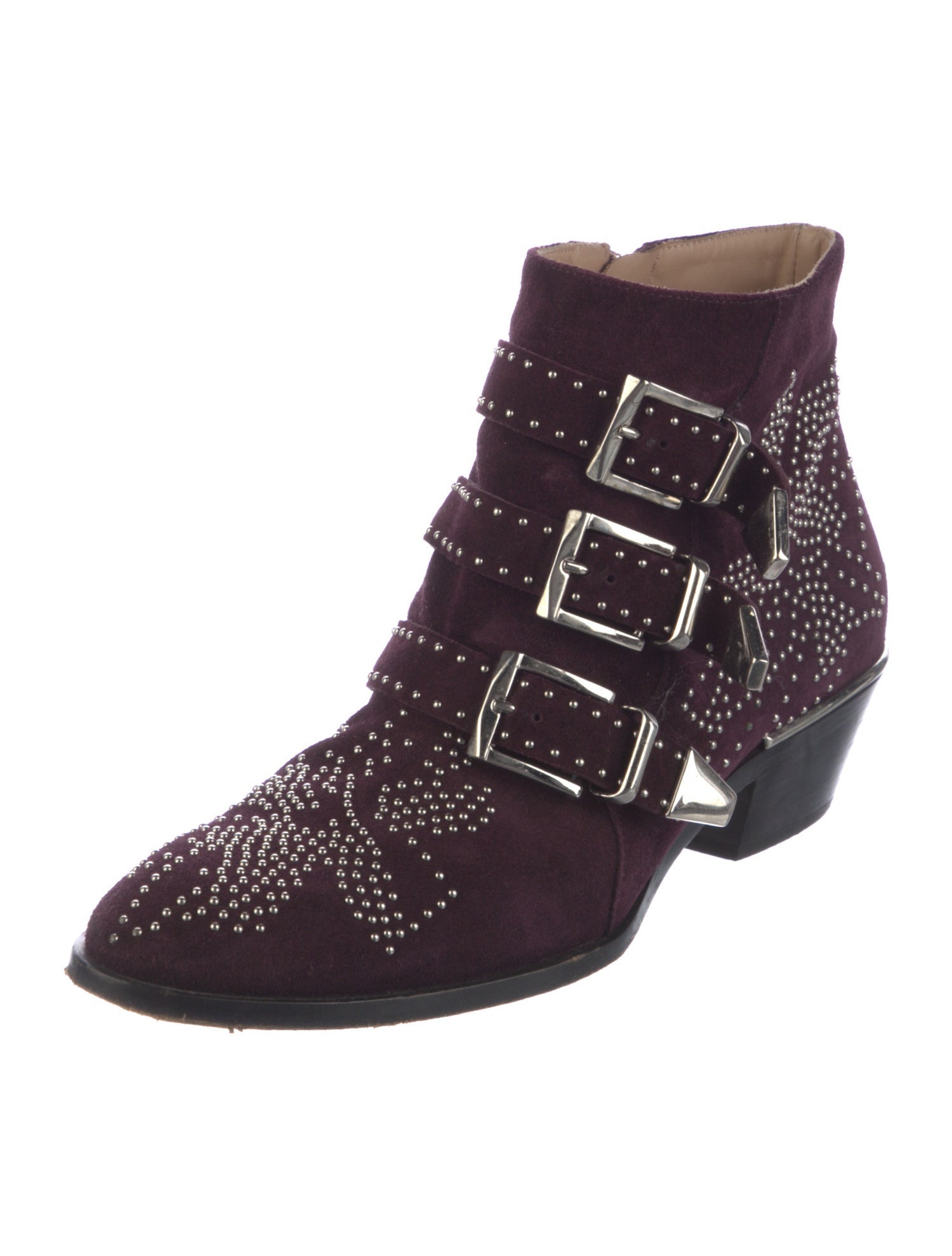 Chloé Suede Studded Accents Western Boots