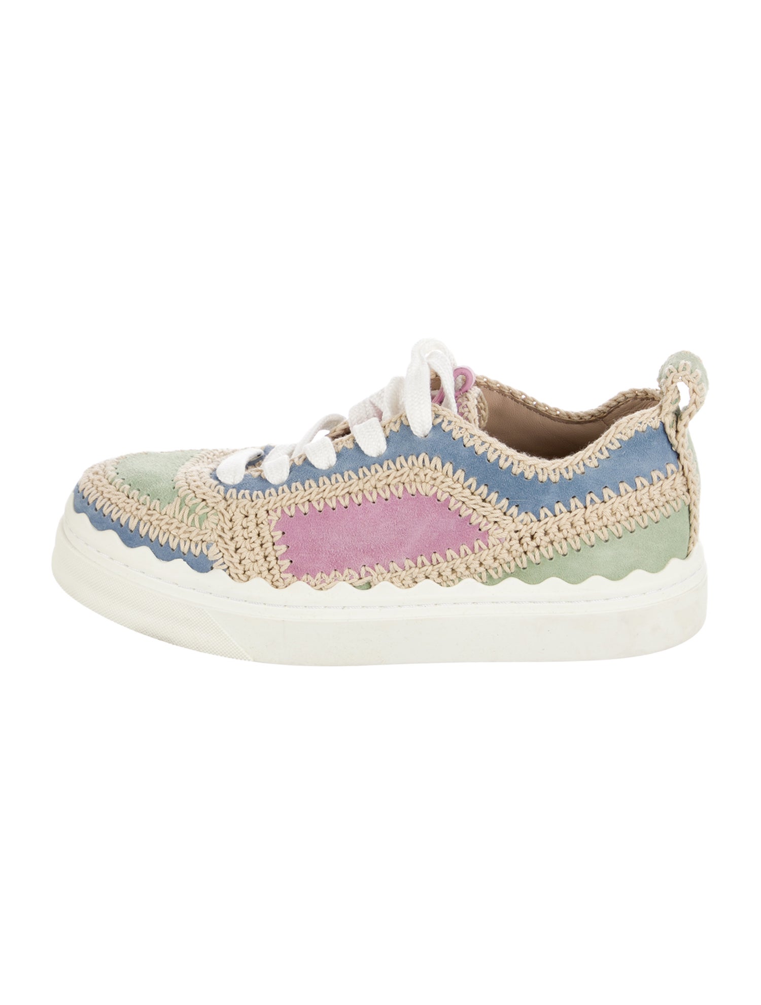 Chloé Leather Colorblock Pattern Sneakers