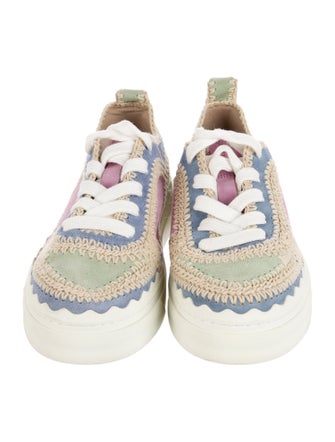 Chloé Leather Colorblock Pattern Sneakers