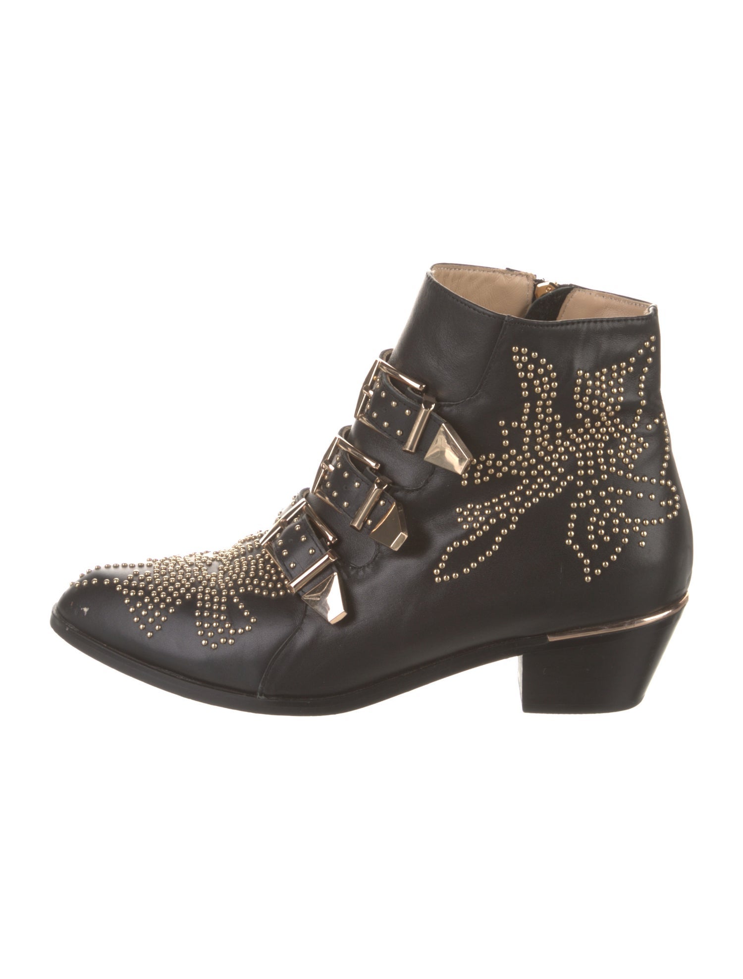 Chloé Leather Studded Accents Western Boots