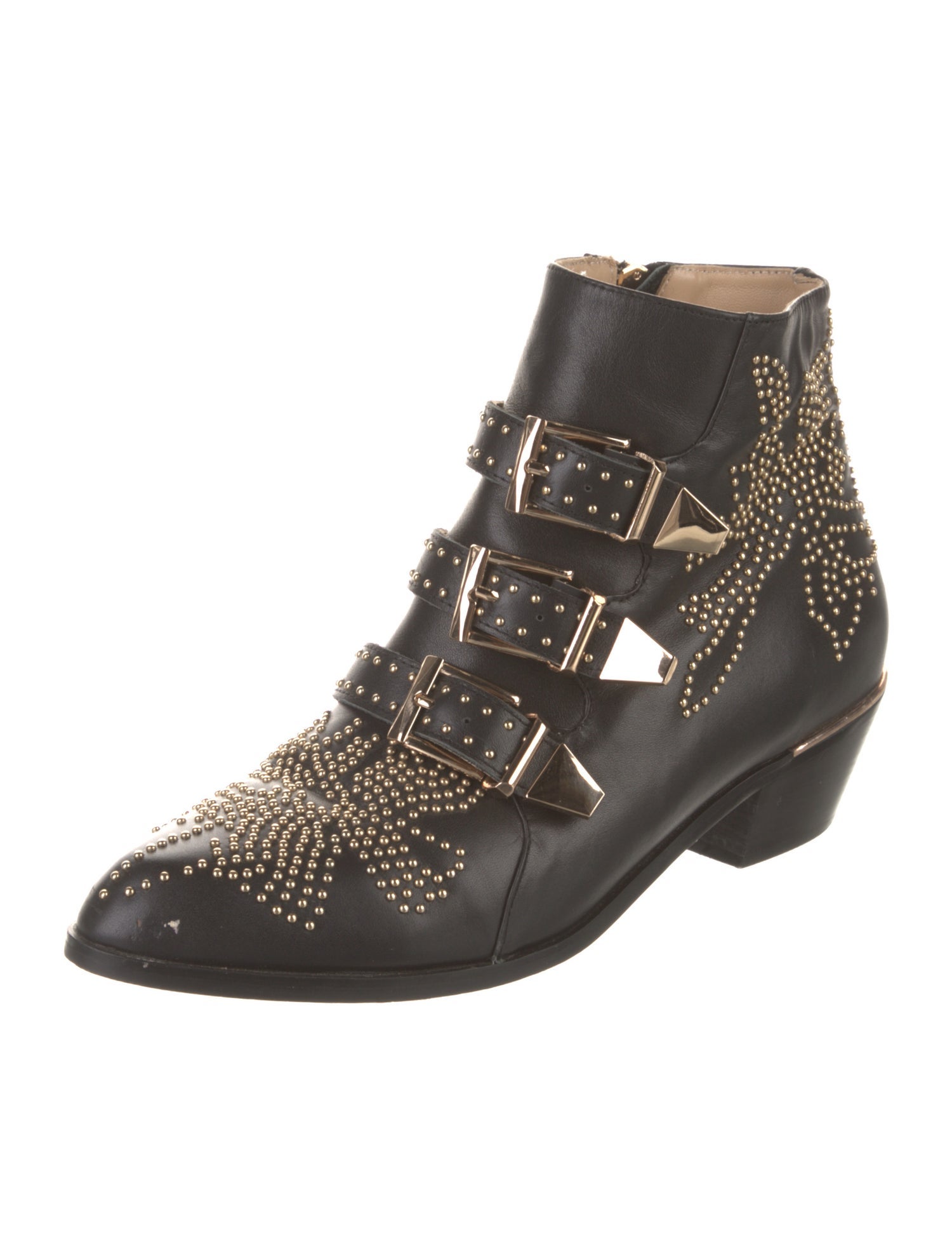 Chloé Leather Studded Accents Western Boots