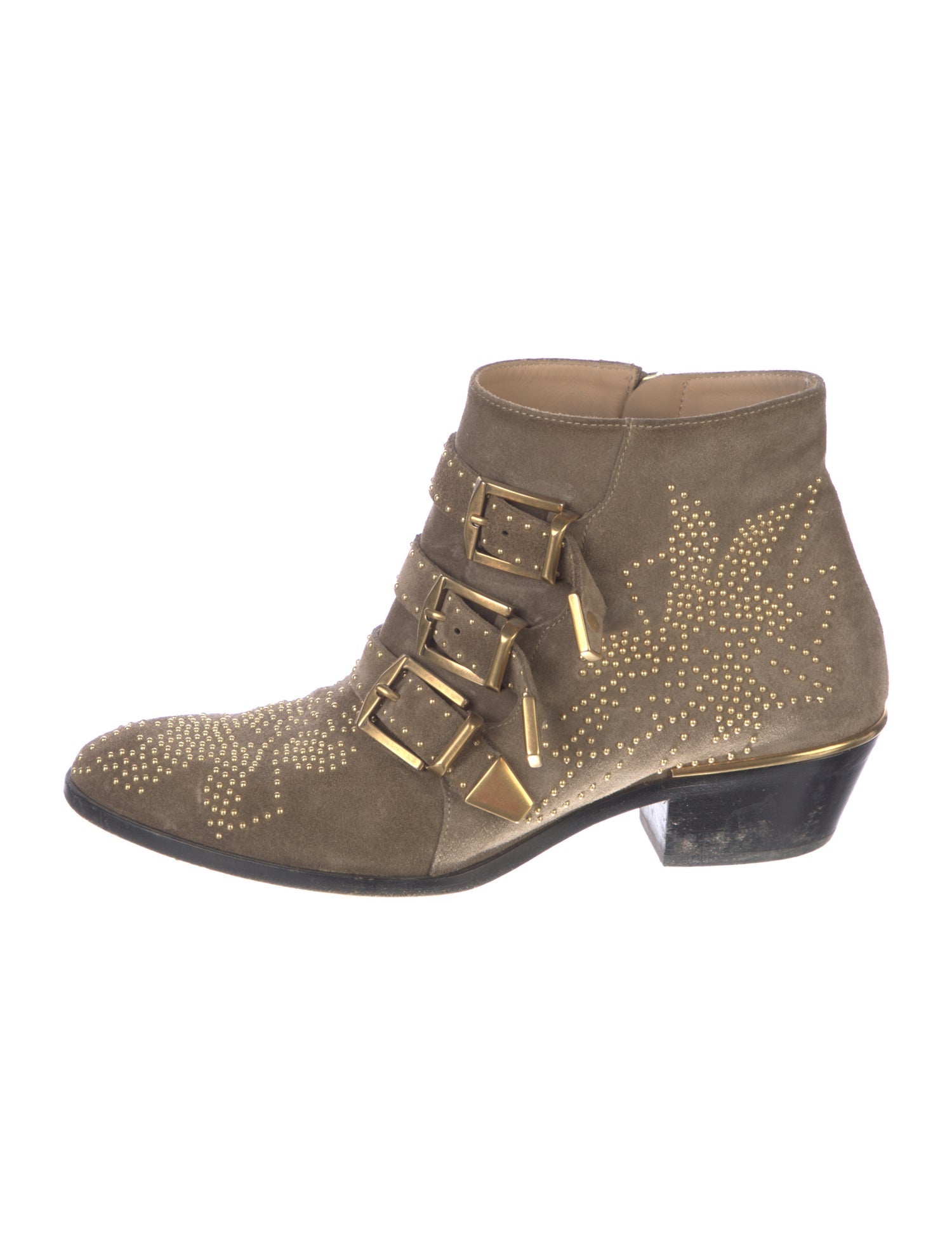 Chloé Suede Studded Accents Western Boots