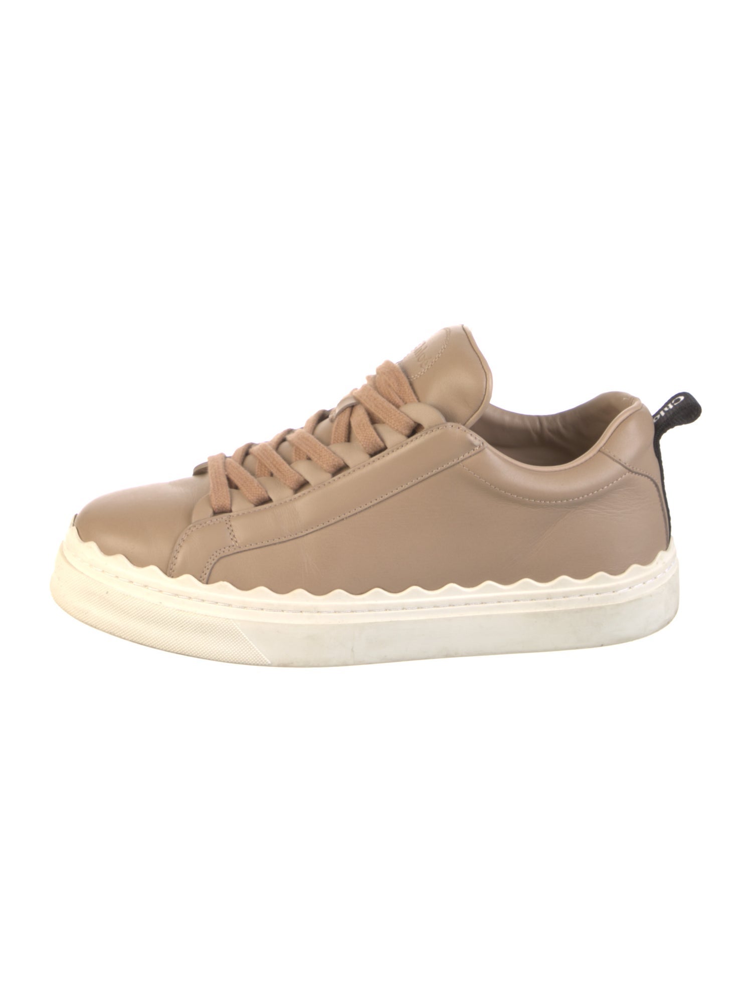 Chloé Leather Scalloped Accent Sneakers
