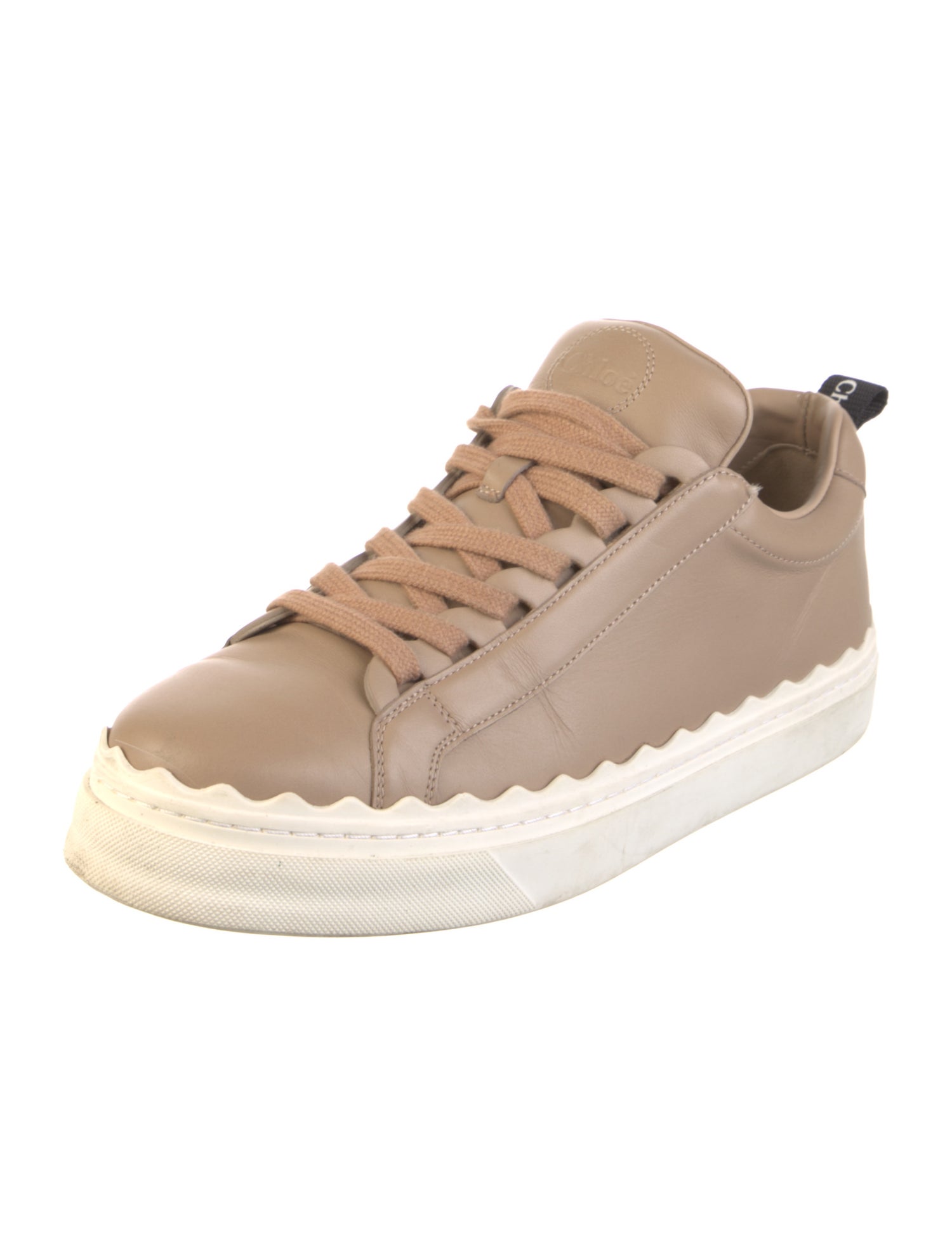 Chloé Leather Scalloped Accent Sneakers
