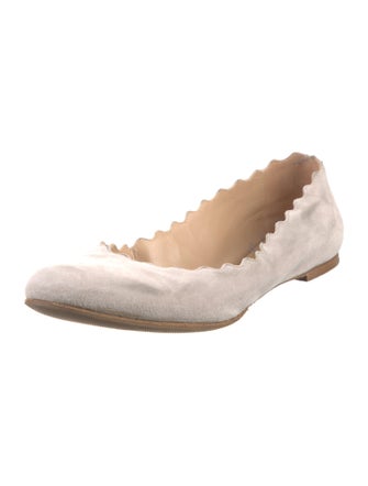 Chloé Suede Scalloped Accent Ballet Flats