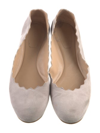 Chloé Suede Scalloped Accent Ballet Flats