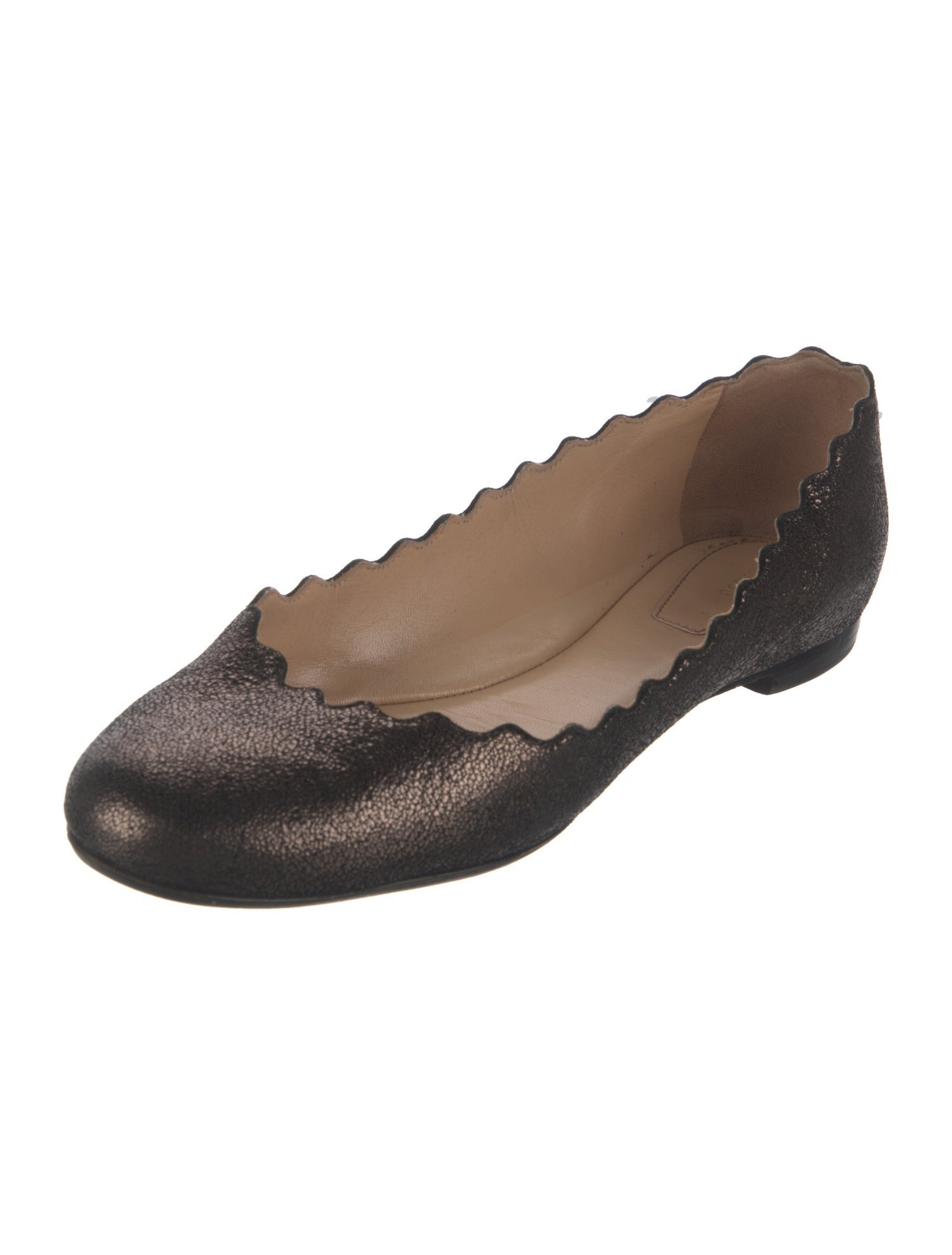 Chloé Leather Scalloped Accent Ballet Flats