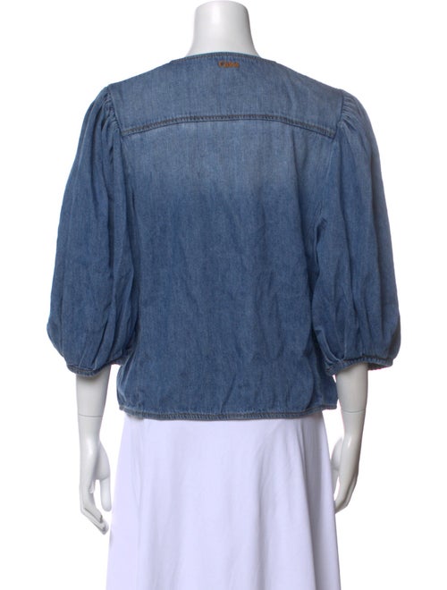 Chloé Crew Neck Three-Quarter Sleeve Button-Up Top