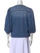 Chloé Crew Neck Three-Quarter Sleeve Button-Up Top