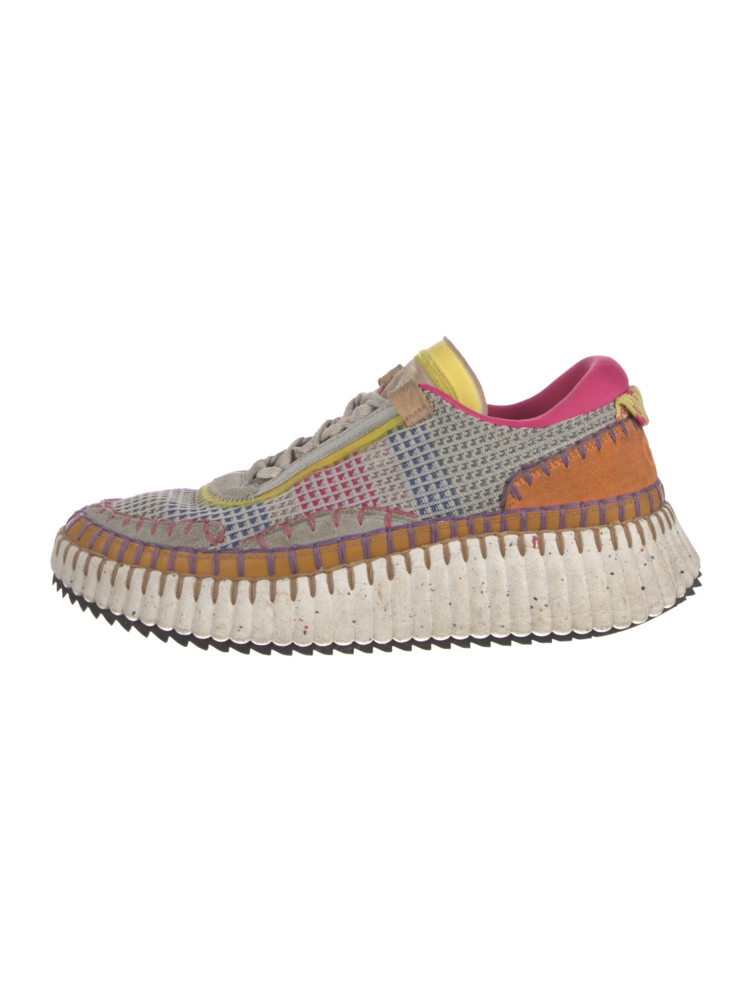 Chloé Colorblock Pattern Whipstitch Trim Sneakers