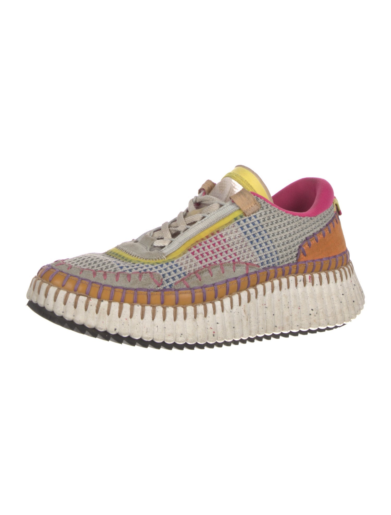 Chloé Colorblock Pattern Whipstitch Trim Sneakers
