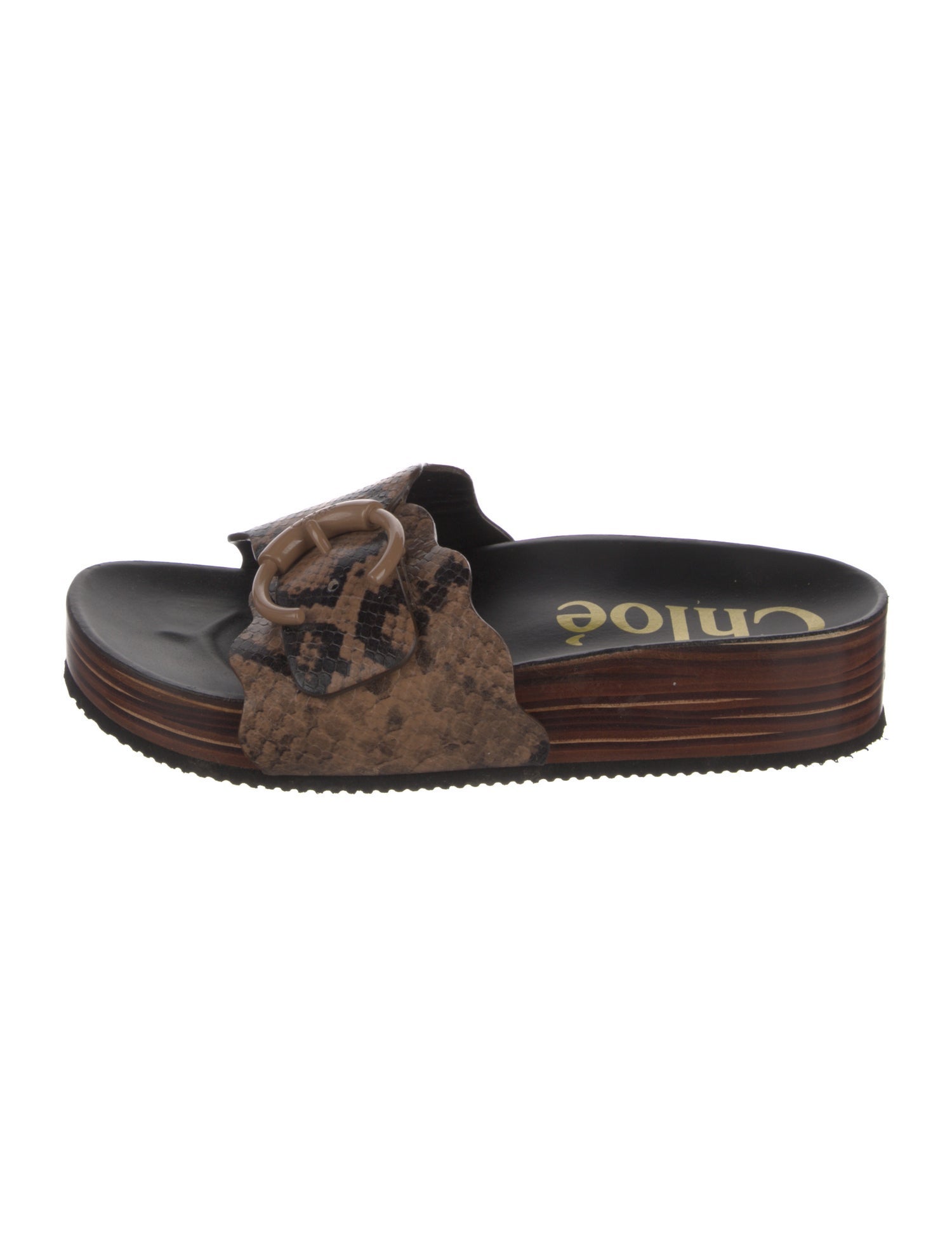 Chloé Leather Animal Print Slides