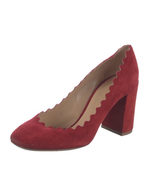Chloé Suede Scalloped Accent Pumps