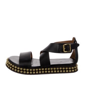 Chloé Leather Studded Accents Slingback Sandals