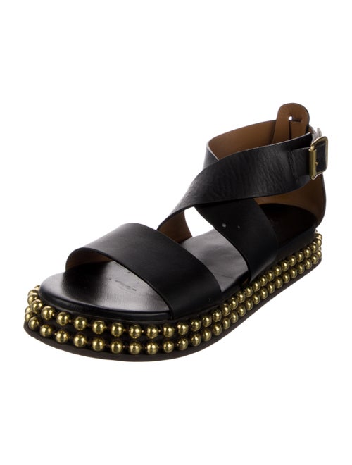 Chloé Leather Studded Accents Slingback Sandals