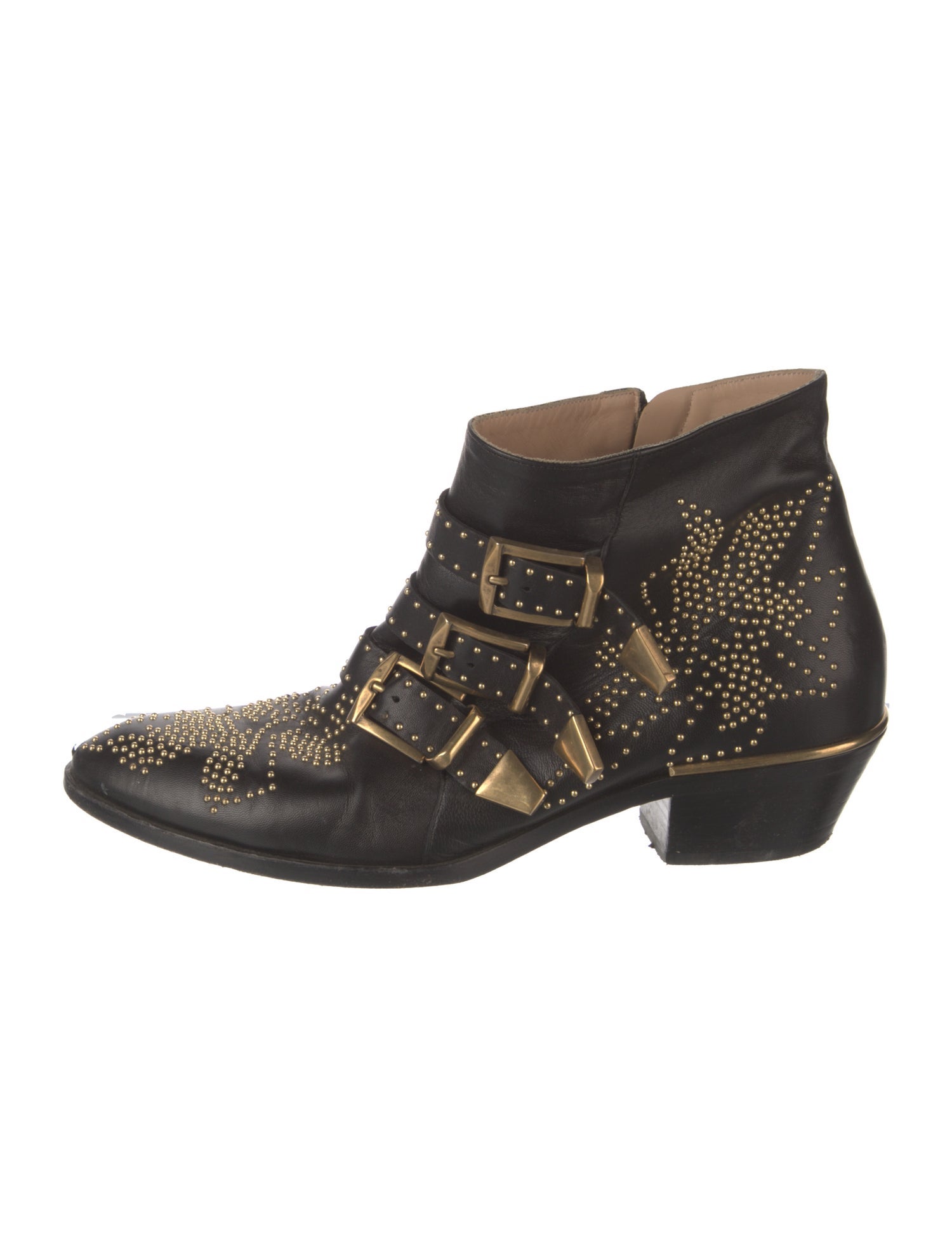 Chloé Leather Studded Accents Western Boots