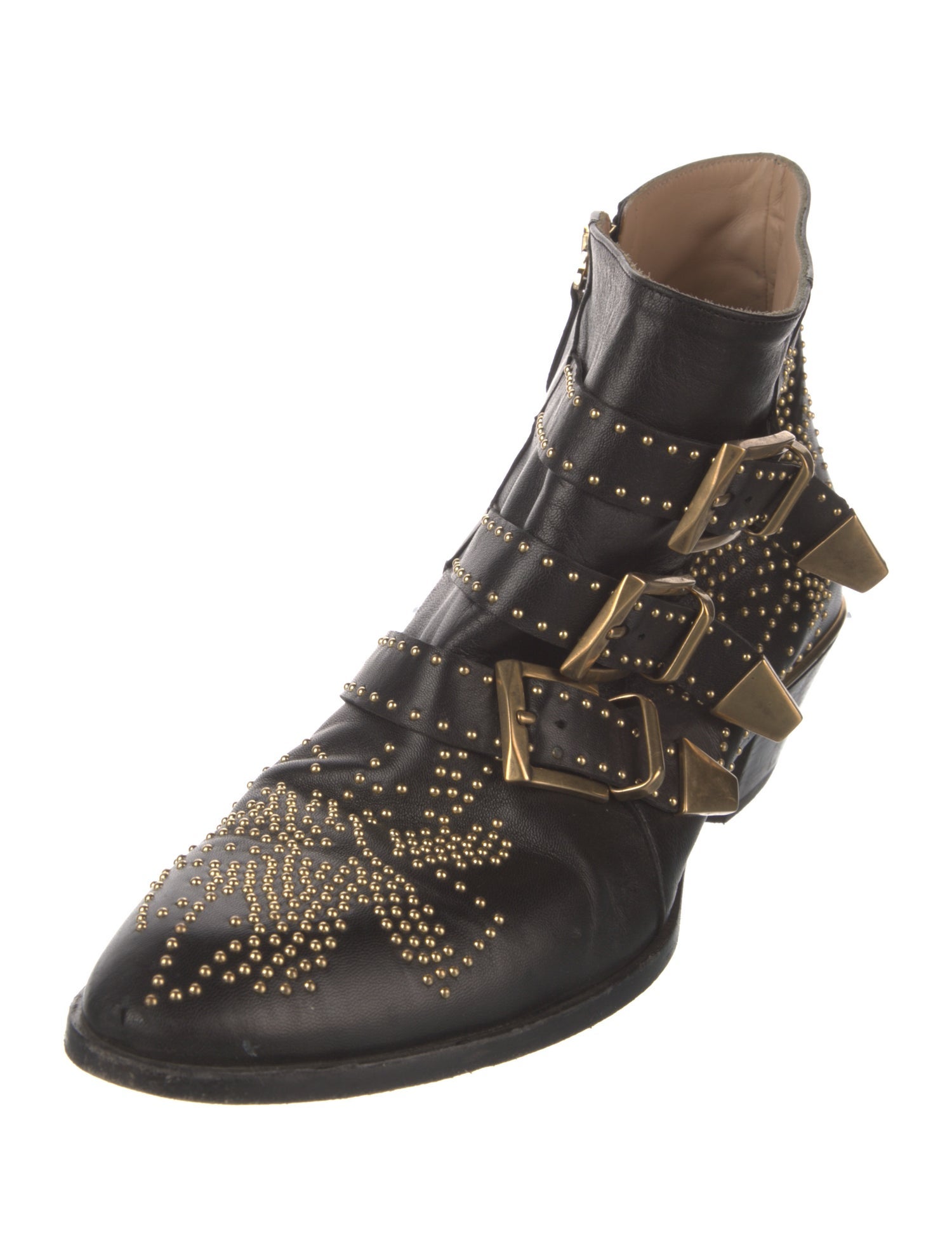 Chloé Leather Studded Accents Western Boots