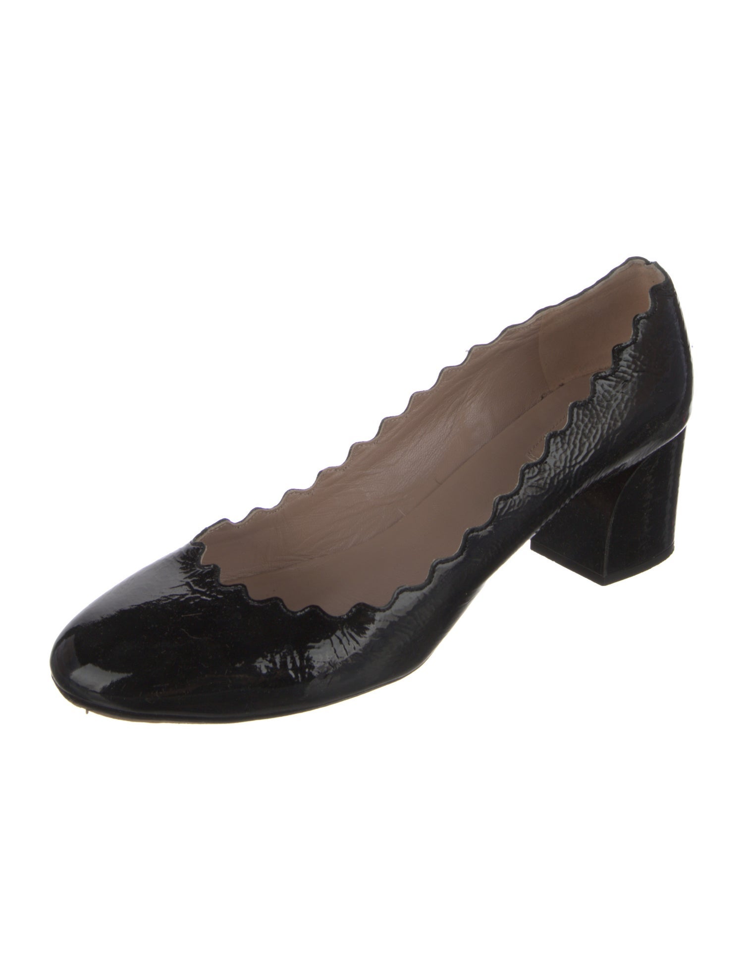 Chloé Patent Leather Scalloped Accent Pumps