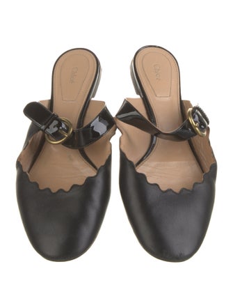 Chloé Leather Scalloped Accent Mules