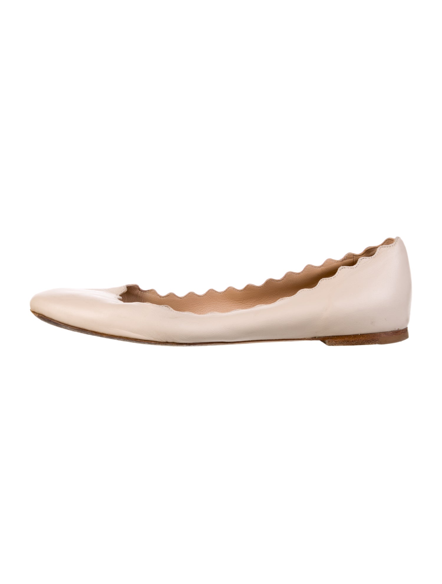 Chloé Leather Scalloped Accent Ballet Flats