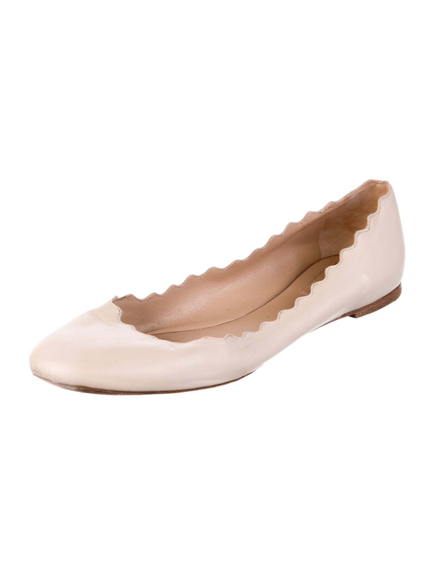 Chloé Leather Scalloped Accent Ballet Flats