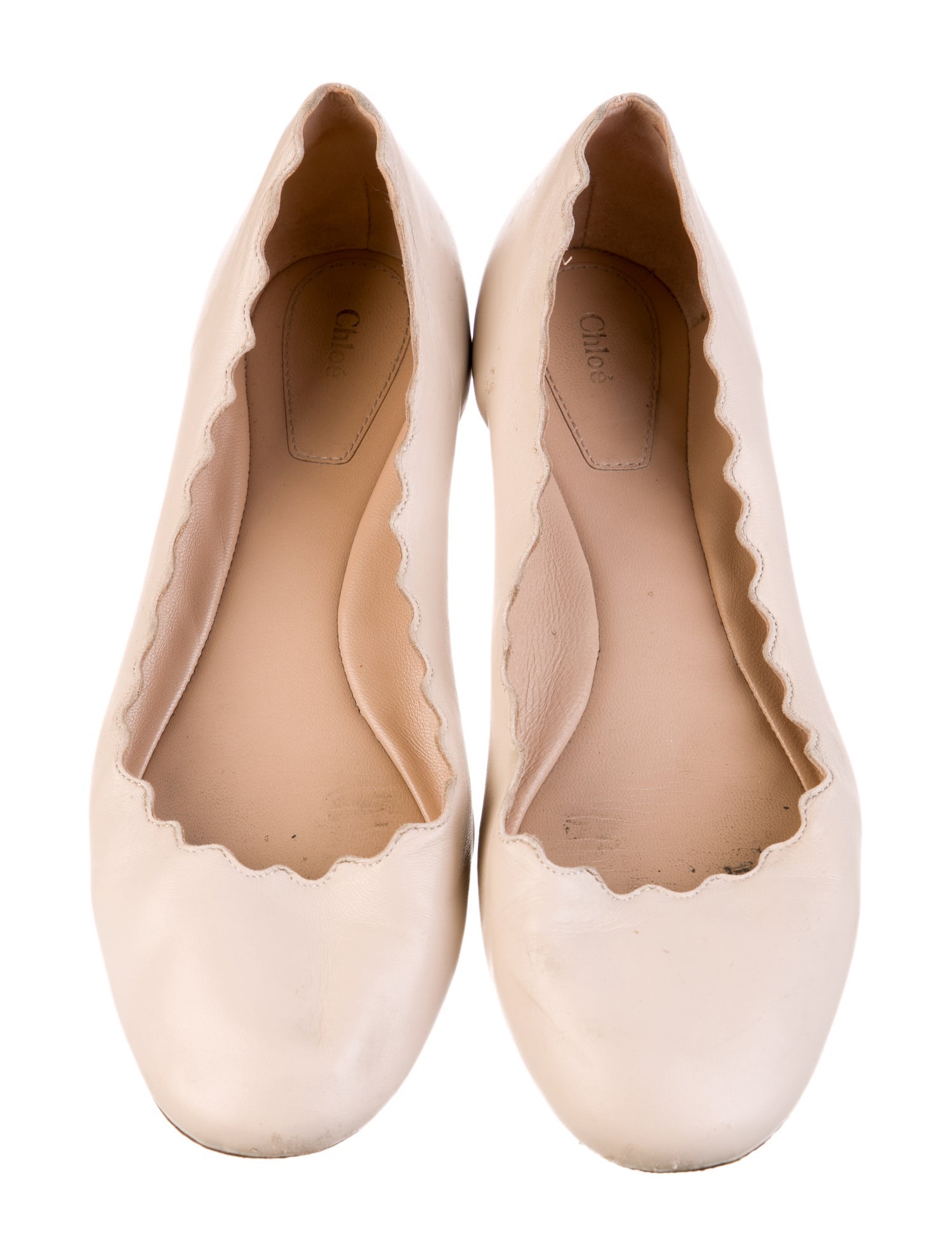 Chloé Leather Scalloped Accent Ballet Flats