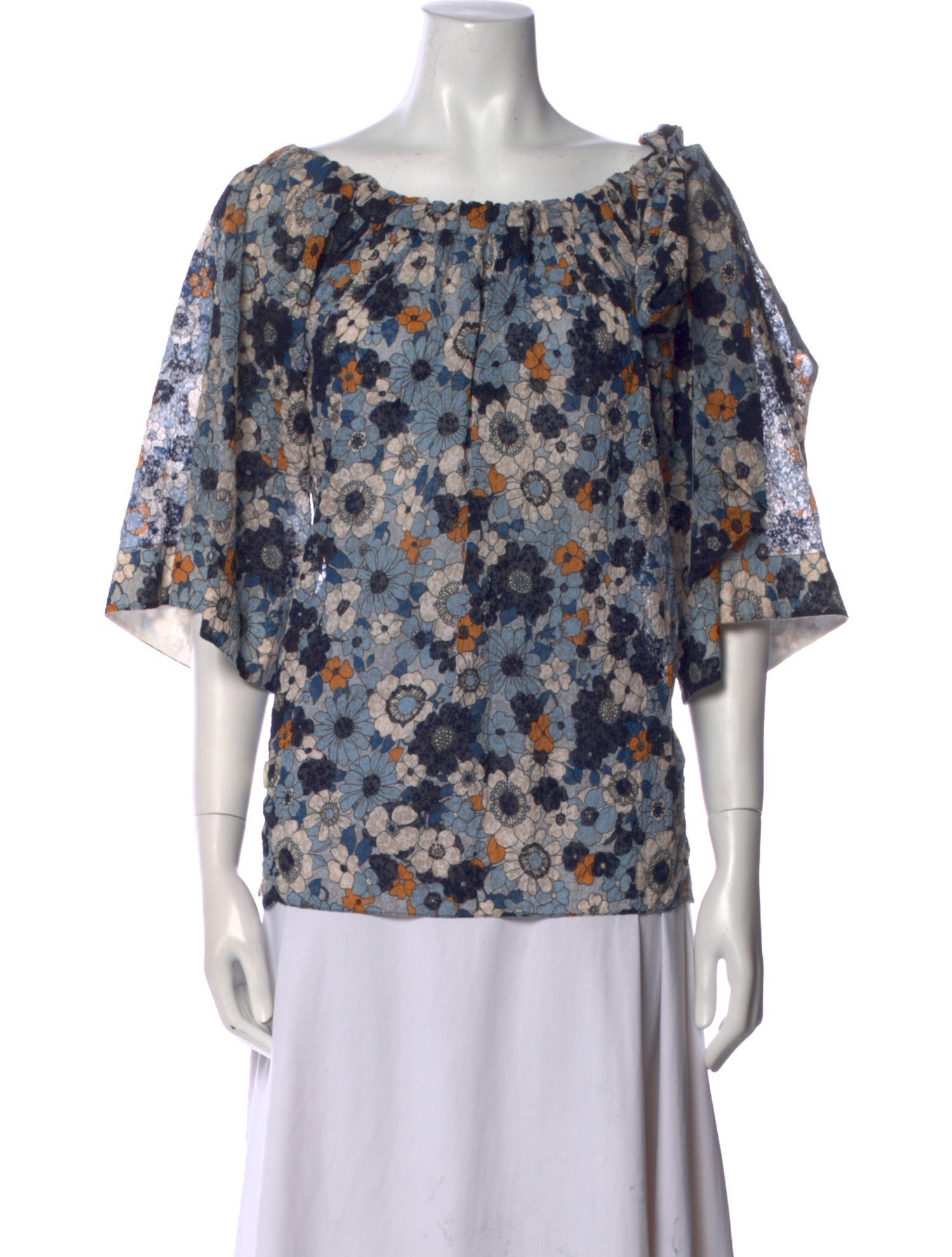 Chloé Floral Print Scoop Neck Blouse