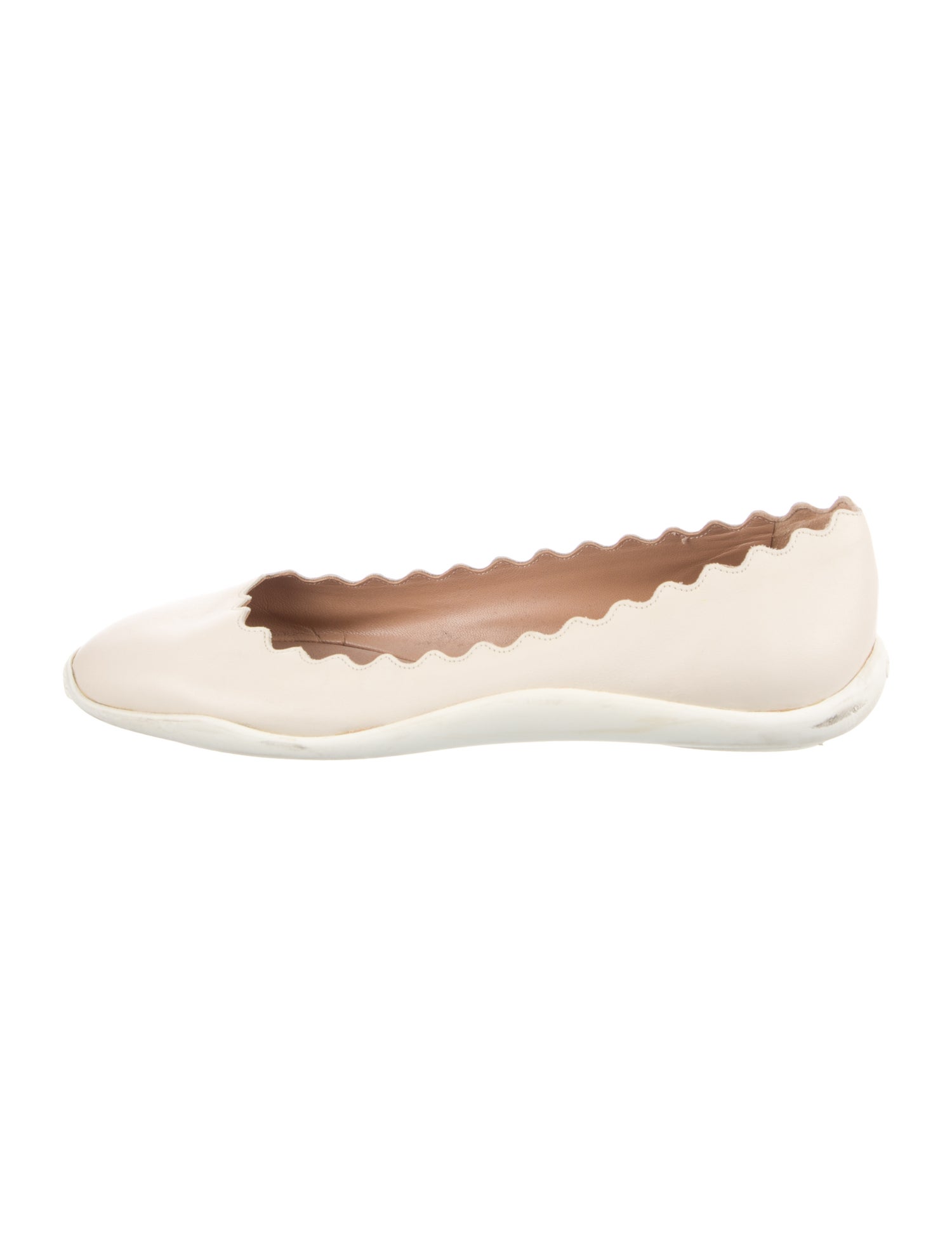 Chloé Leather Scalloped Accent Ballet Flats