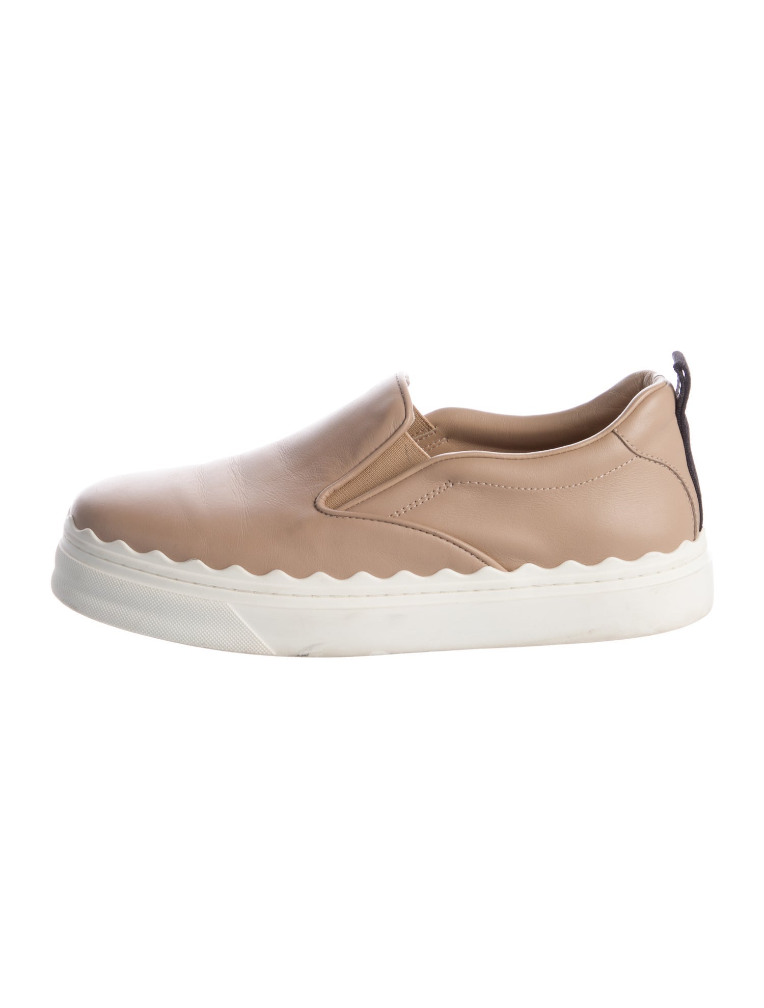 Chloé Leather Scalloped Accent Sneakers