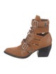 Chloé Leather Colorblock Pattern Lace-Up Boots