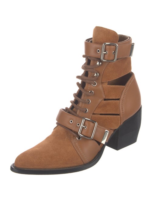Chloé Leather Colorblock Pattern Lace-Up Boots