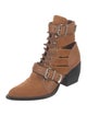 Chloé Leather Colorblock Pattern Lace-Up Boots