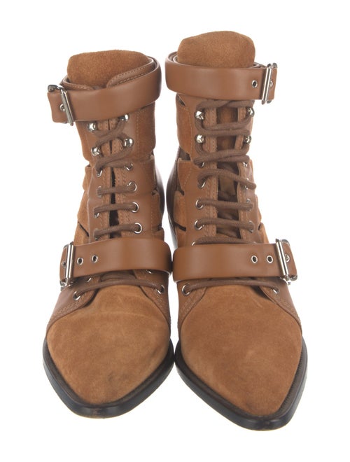 Chloé Leather Colorblock Pattern Lace-Up Boots
