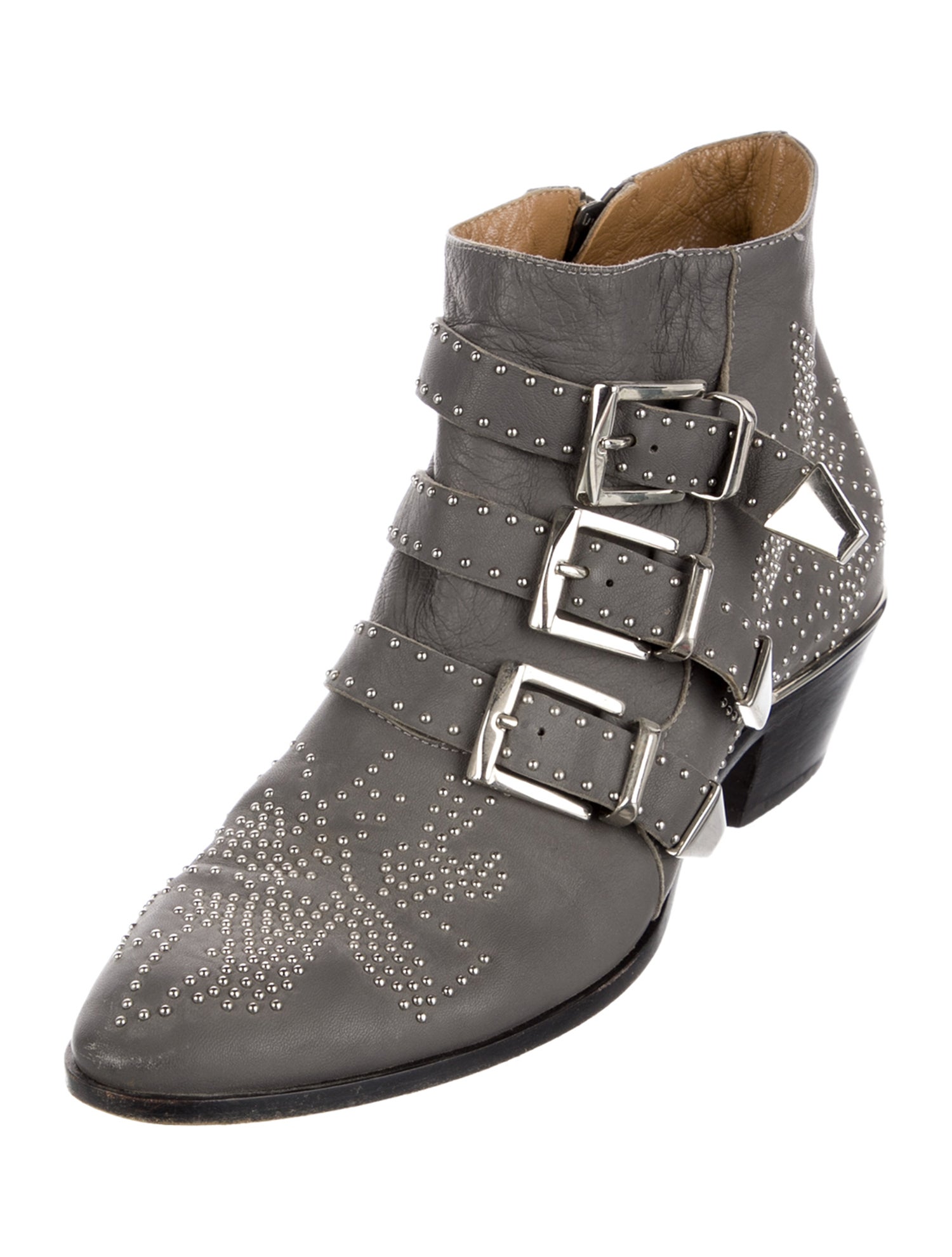 Chloé Leather Studded Accents Western Boots