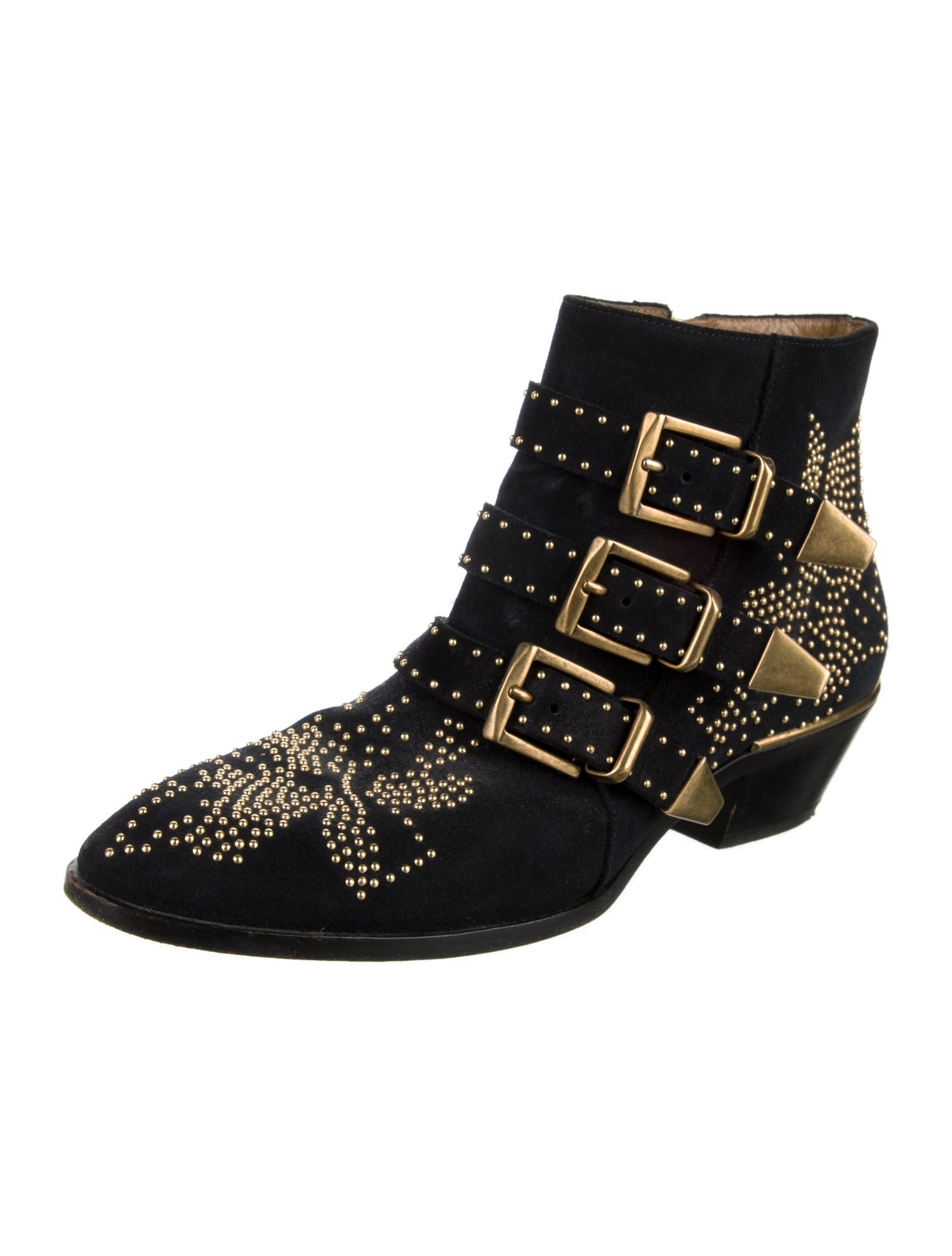 Chloé Suede Studded Accents Western Boots