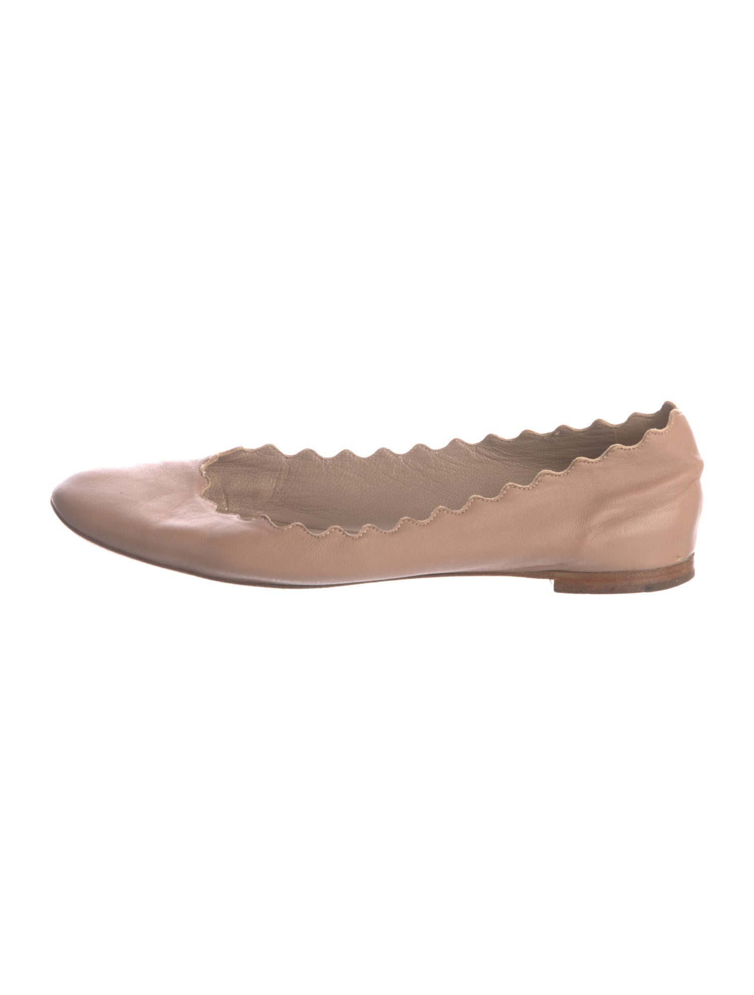 Chloé Leather Scalloped Accent Ballet Flats