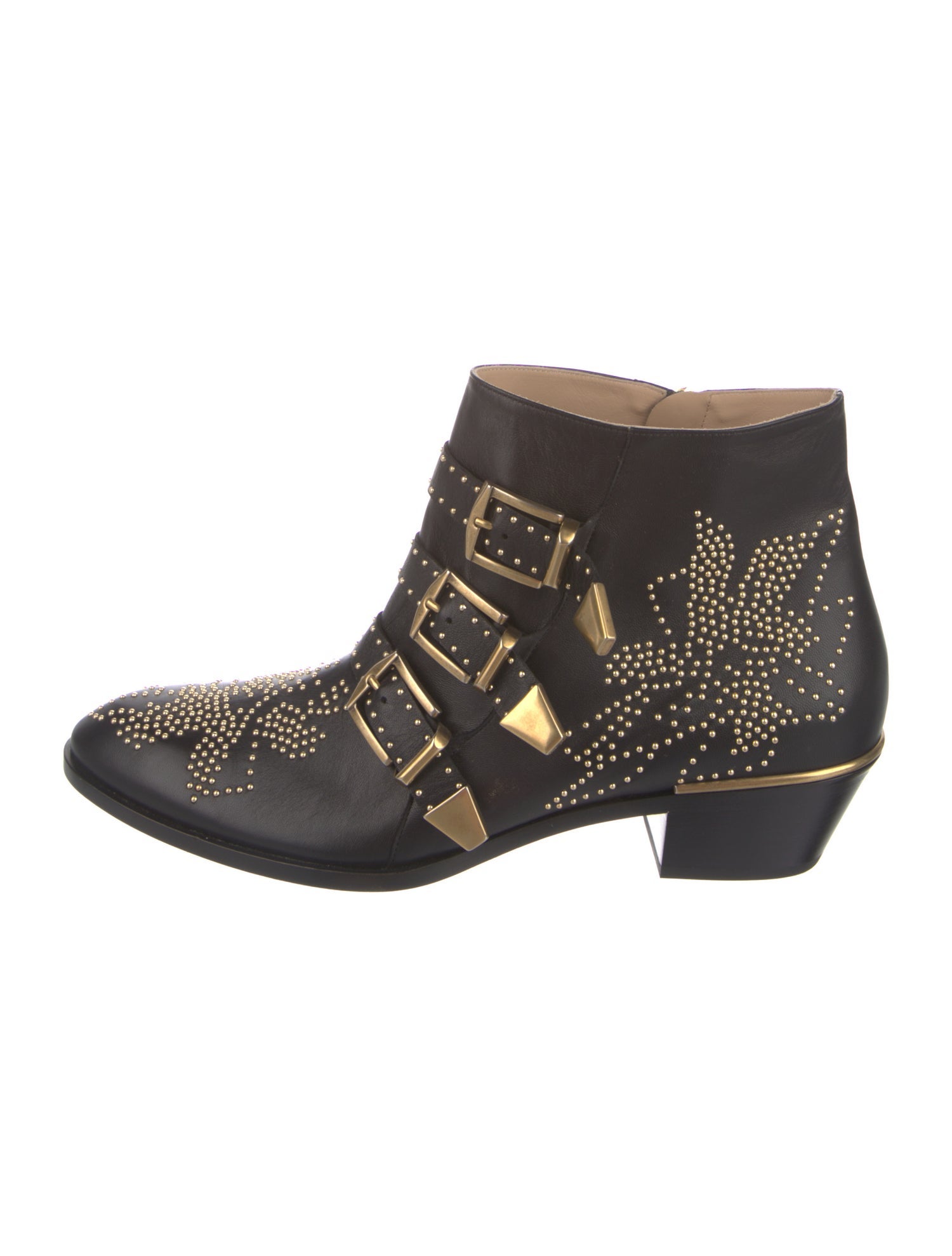 Chloé Leather Studded Accents Boots