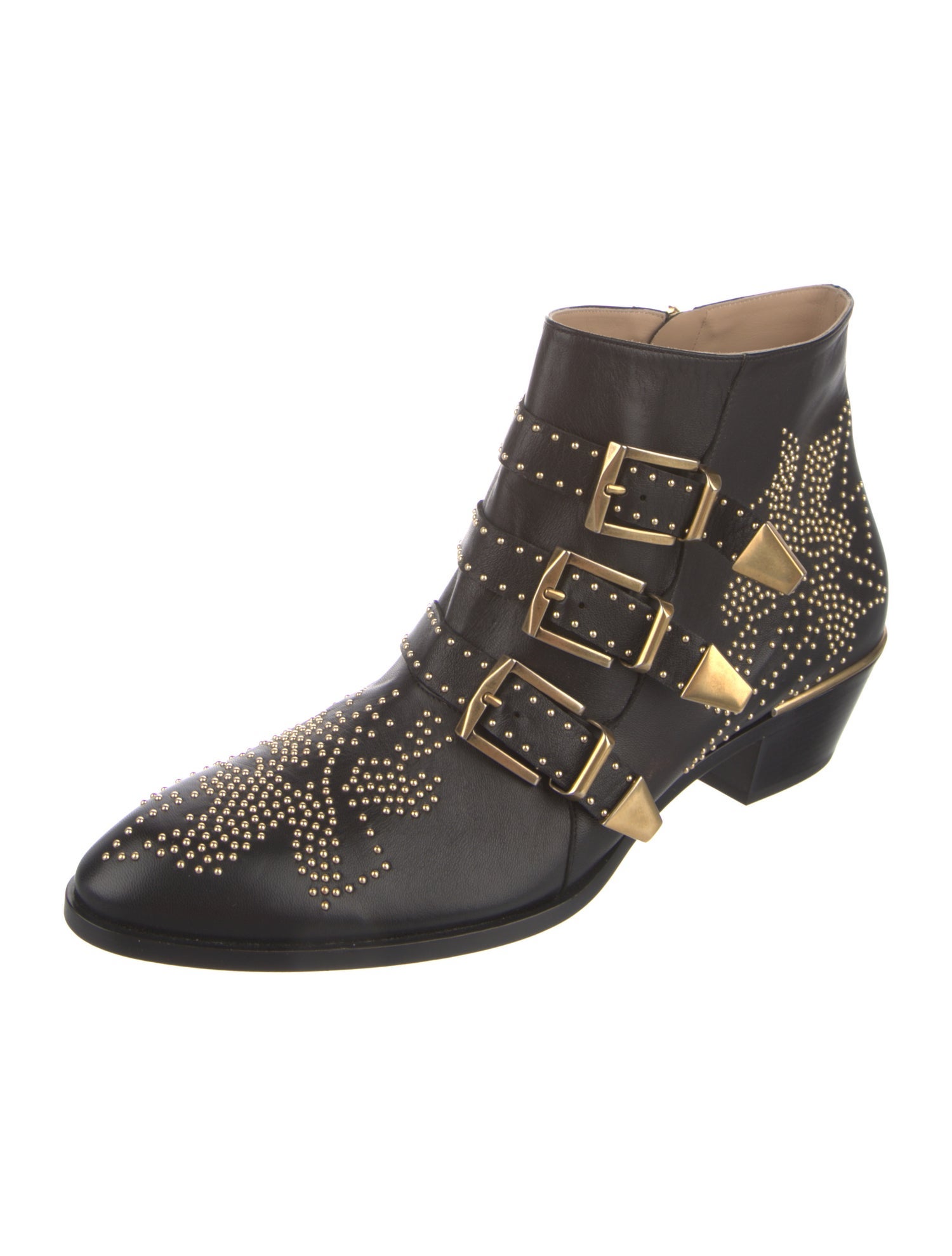 Chloé Leather Studded Accents Boots